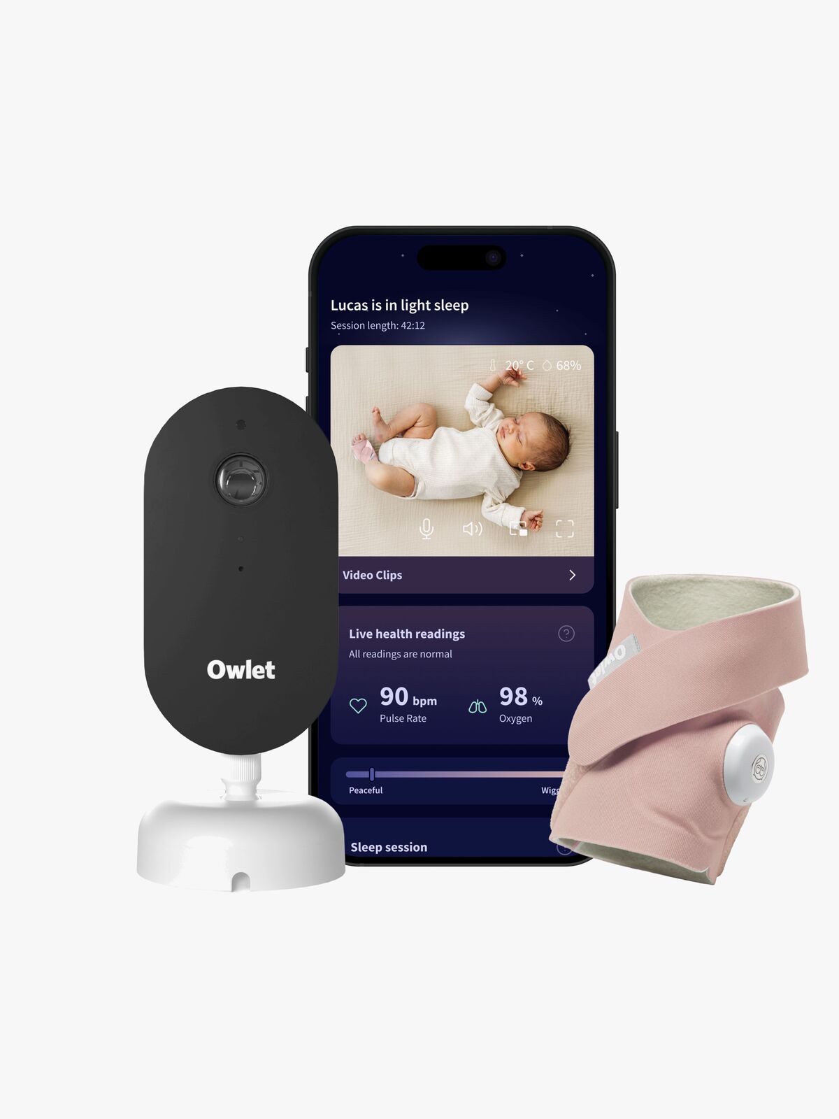 Owlet Dream Duo All-in-One Smart Babycall System (3rd Gen), Dusty Rose