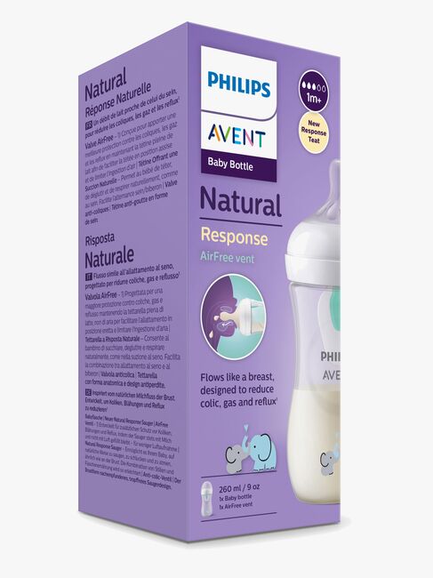 Philips Avent Natural Response Tåteflaske 260 ml, Airfree, Elefant Deco