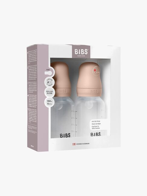 BIBS Slow Flow Tåteflaske Silikon 2-Pakk 150 ml, Blush