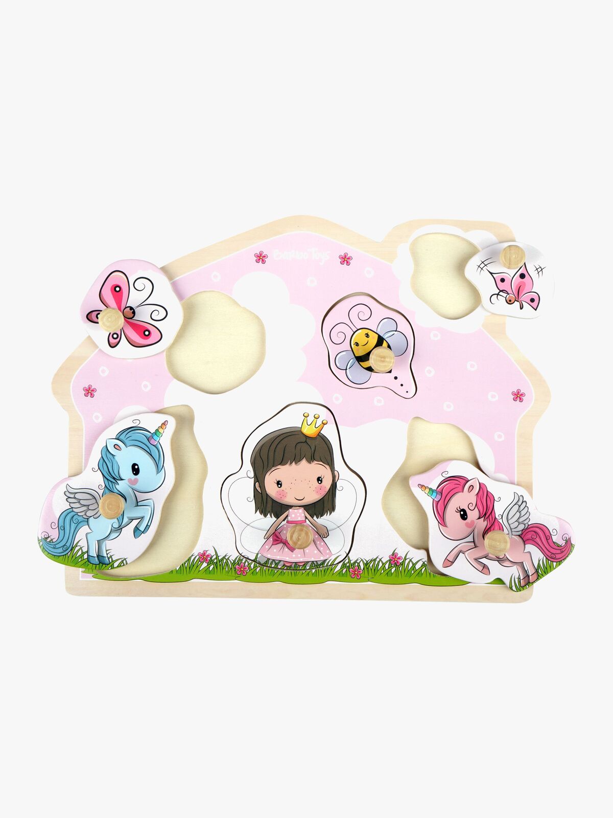 Barbo Toys Knottepuslespill Prinsesse & Enhjørning i Tre Lillie & Ellie 6 Brikker