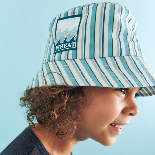 Wheat Tilo Badge Bøttehatt, Aqua Stripe