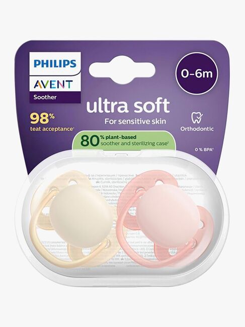 Philips Avent Ultra Soft-smokk 0-6 m, 2-pakning, gul/oransje