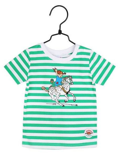 Pippi Langstrømpe Ridning T-Skjorte, Grønn, 62-68