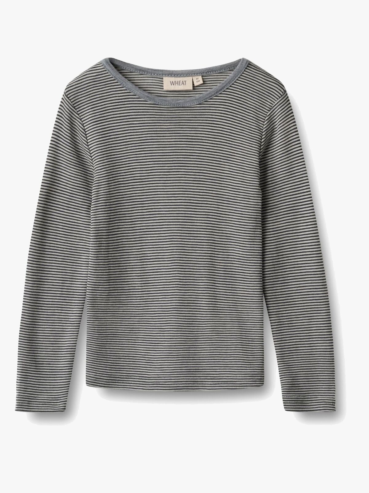 Wheat Alfie Topp med Lange Ermer Merinoull, Navy Stripe