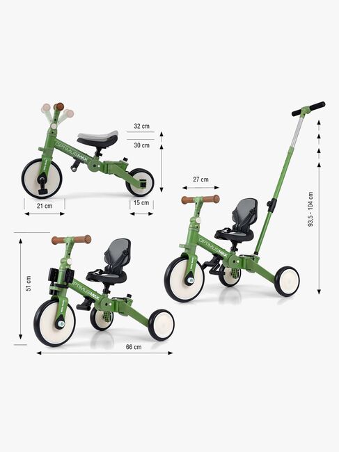 Milly Mally Optimus Max Trehjulssykkel 4-in-1, Grønn