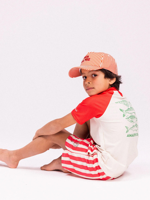 Swim Essentials Badebukse, Lobster Stripe Beige/Red