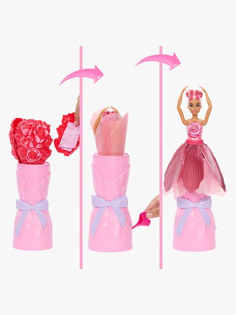 Barbie Petal Pop Flower Surprise Dukke Rose, Rød