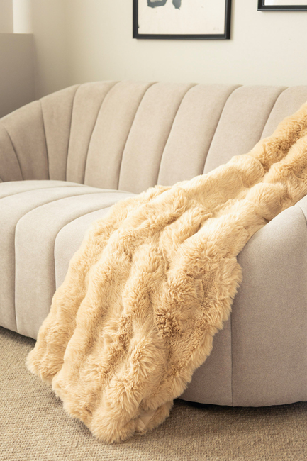 KMCarpets Bubble Pledd 130x170, Karamell
