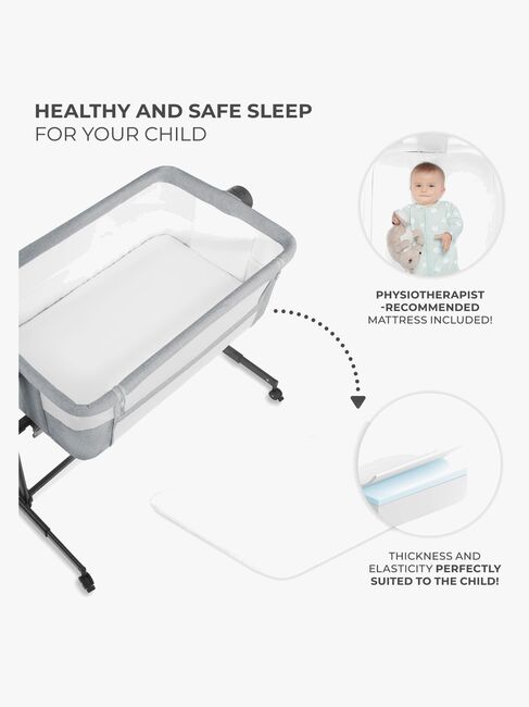 Kinderkraft Nestee Up 2 Bedside Crib, Light Grey