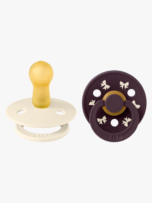 BIBS Colour Holiday Bow Smokk 2-Pakk Lateks Str 2, Ivory/Plum
