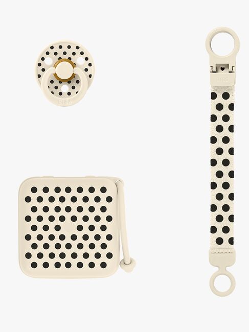 BIBS Polka Soothe & Go Gavesett Latex Str 2, Ivory Black