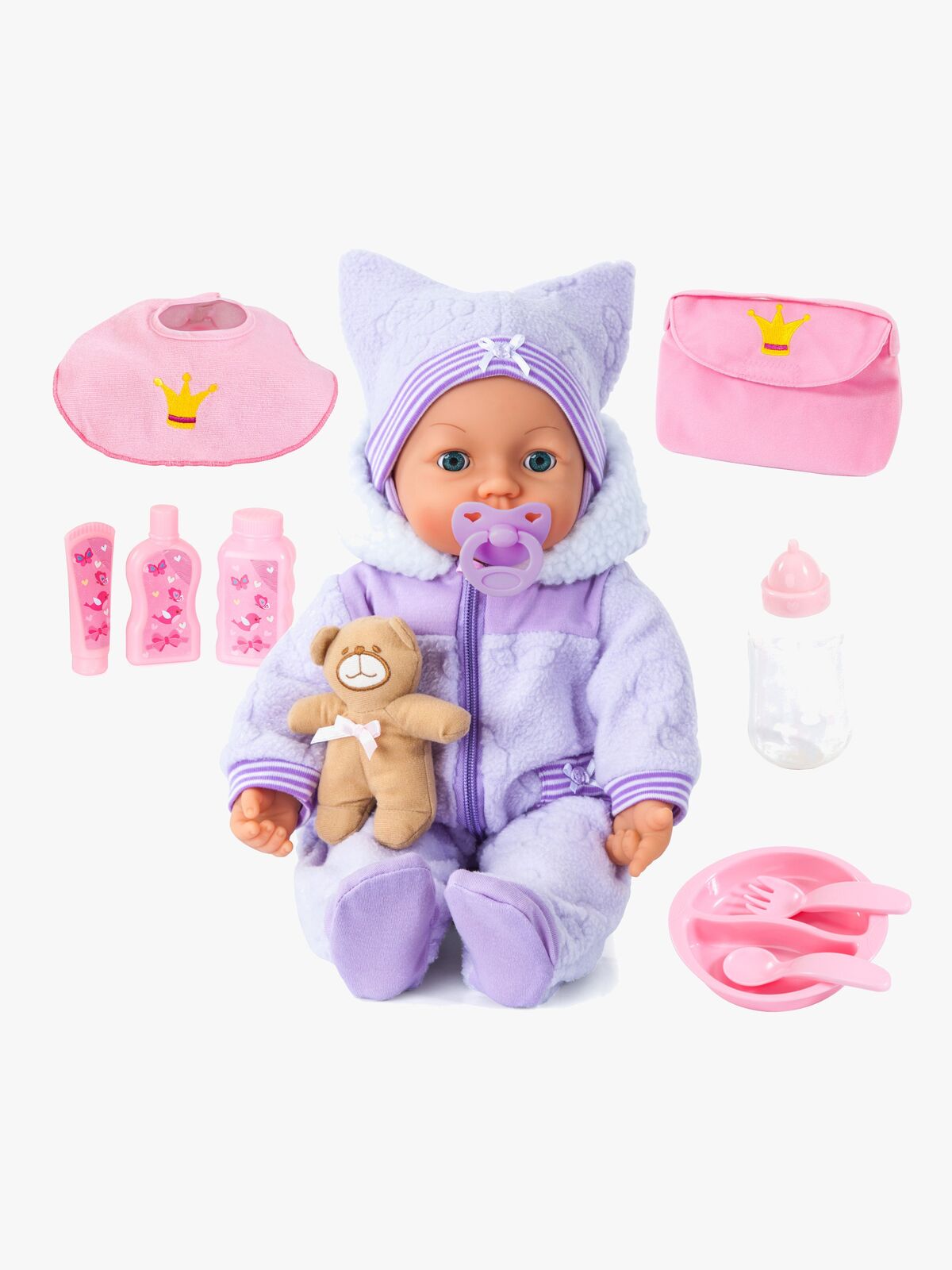 Bayer Design Piccolina Interaktiv Dukke 46 cm, Lilla