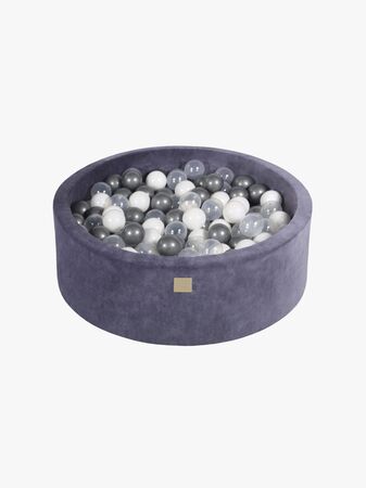Meowbaby Rundt Ballbasseng Fløyel 30x90, Blågrå