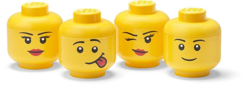 Lego Oppbevaring Hode Mini Set 4PCS, Gul