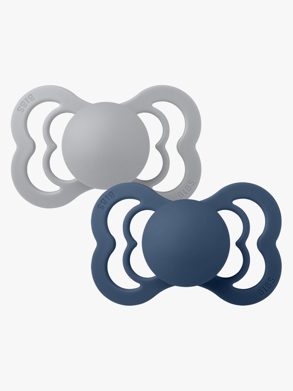 BIBS Supreme Smokk 2-pack Silikon Str 1, Cloud/Steel Blue