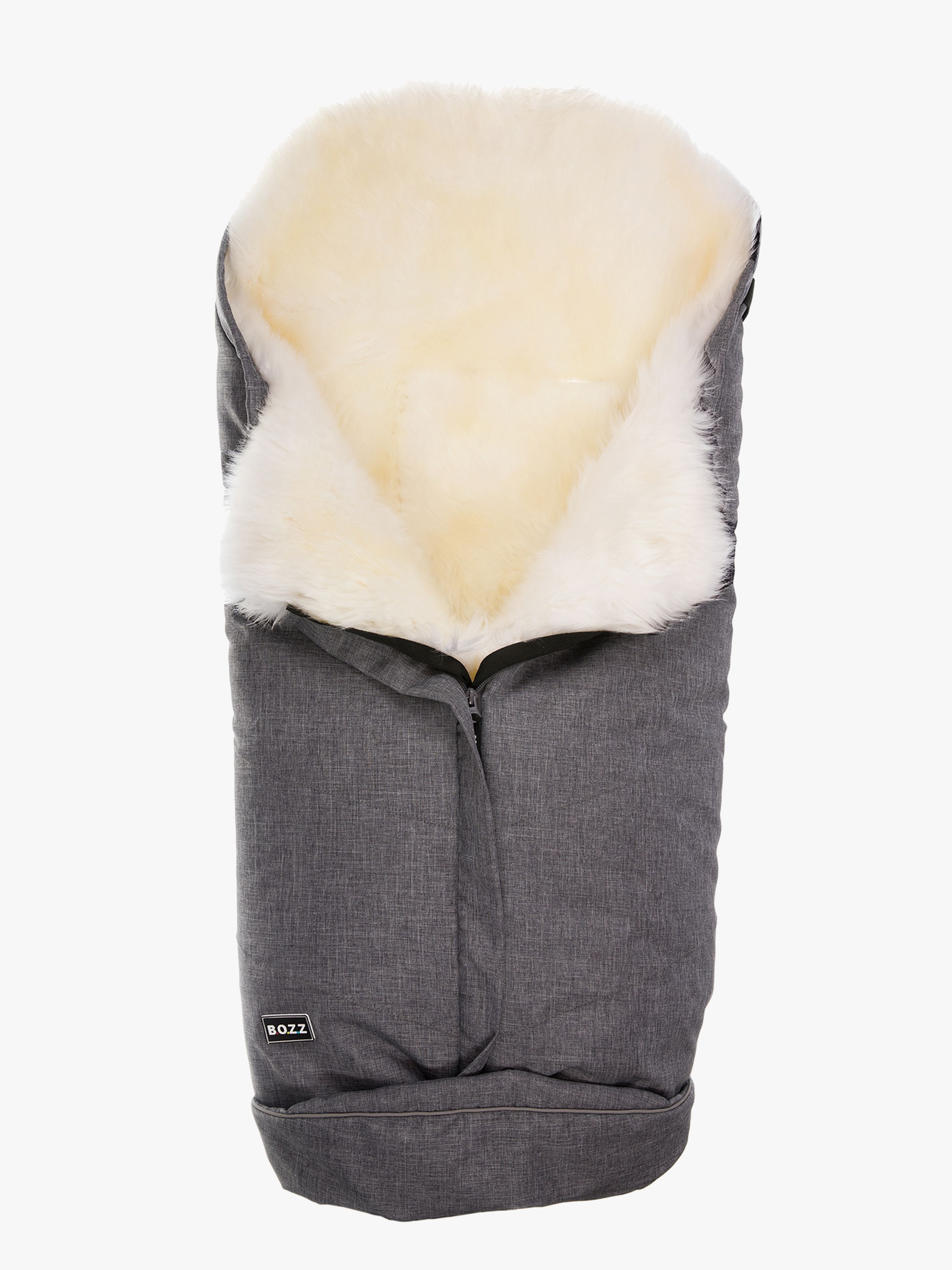 Bozz Lammeskinnspose Langhåret, Grey Melange/White - Lammeskinnsposer - Nylon