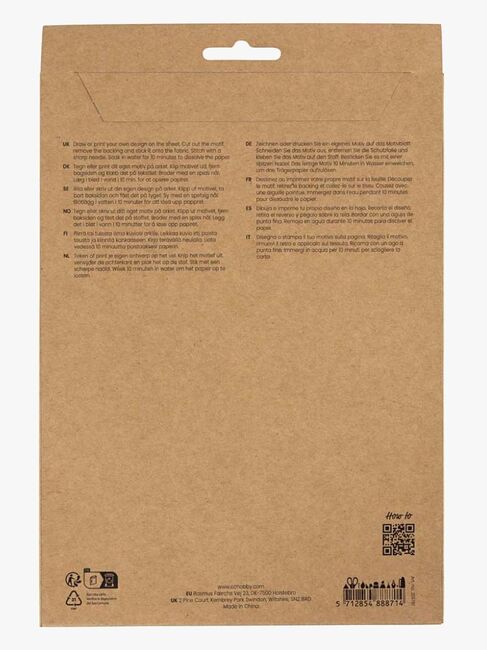 Creativ Company Vannløselig Broderiark A5 8 st