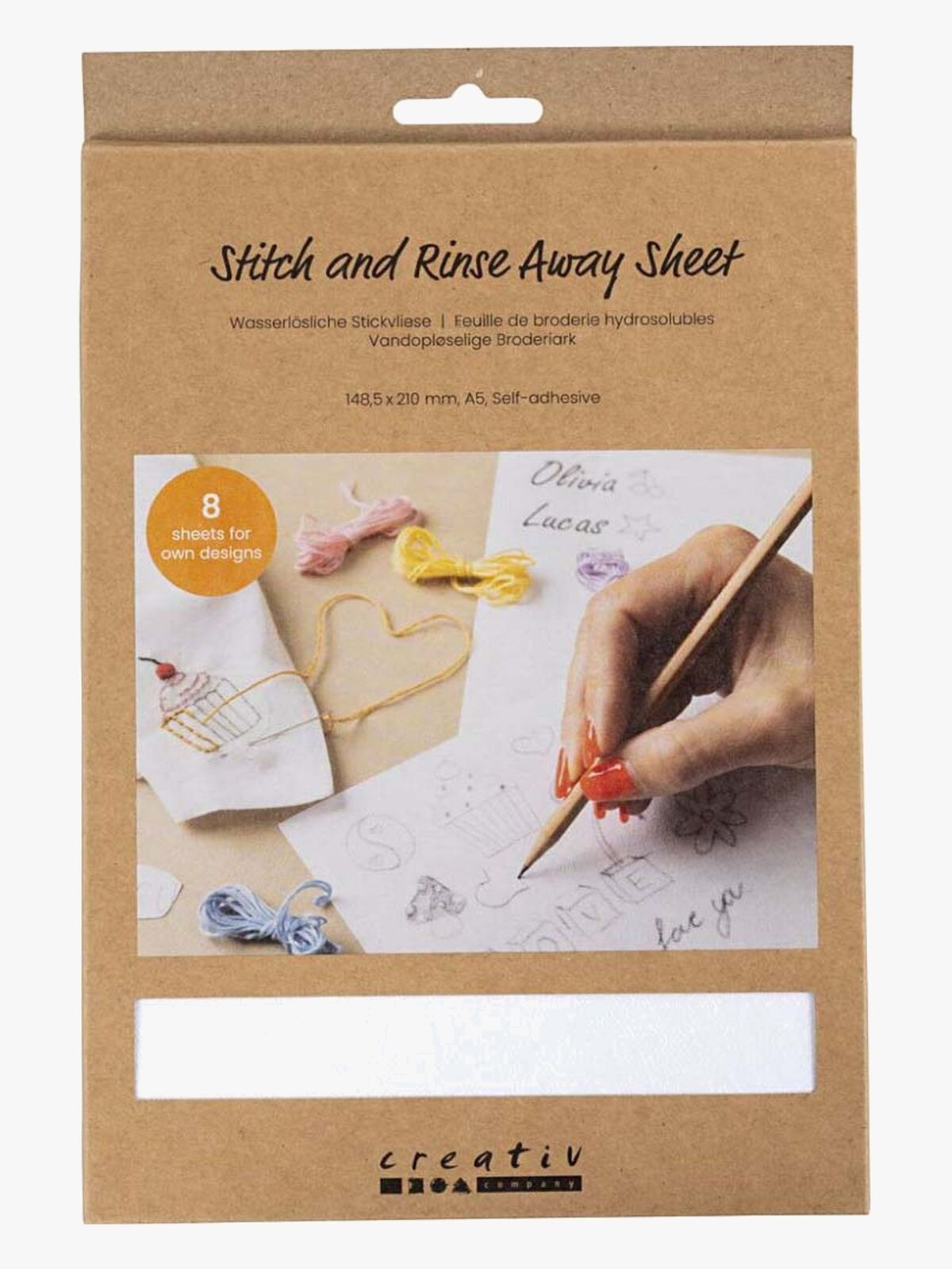 Creativ Company Vannløselig Broderiark A5 8 st
