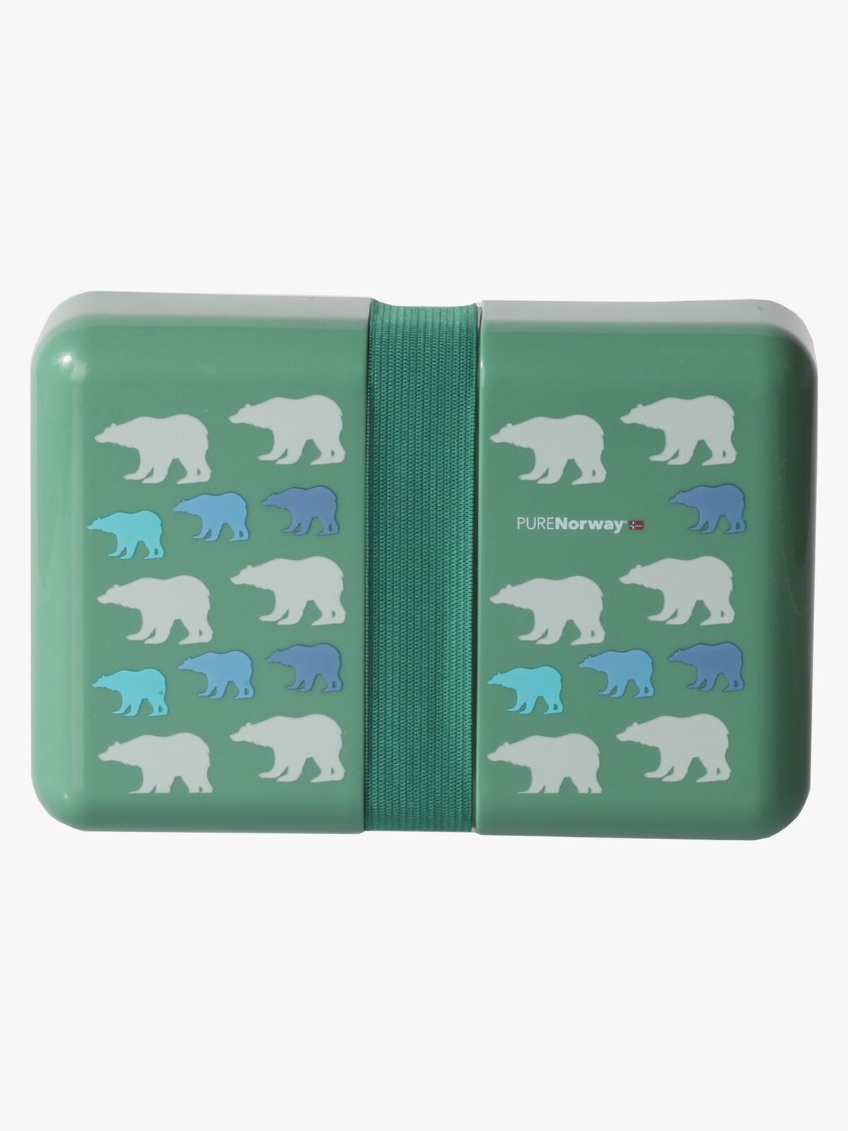 Pure Norway Go Matboks med Gummibånd Isbjørn, Grønn