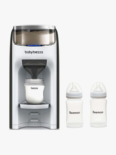 Baby Brezza Formula Pro Advanced Melkerstatnings- og Vellingmaskin inkl. Beemoo Care Brystmelkflaske 240 ml 2-Pack, White