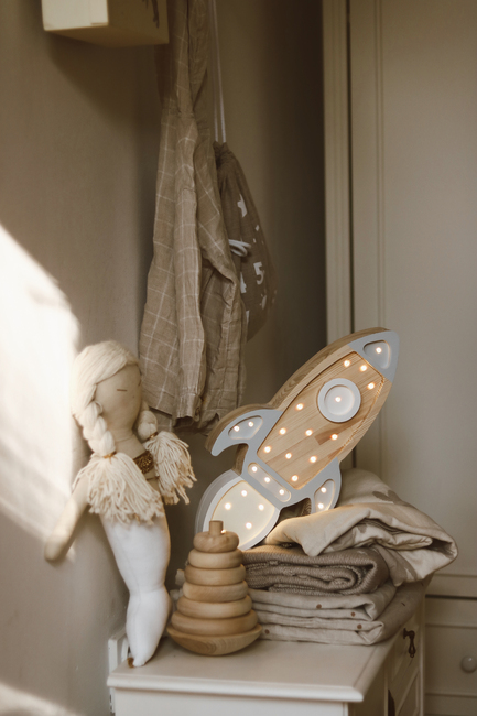 Little Lights Lampe Romrakett, Grey Wood