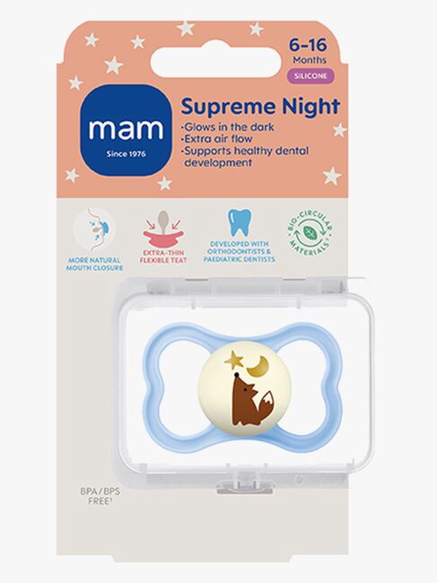 MAM Supreme Night Smokk Silikon 6-16m, Blå
