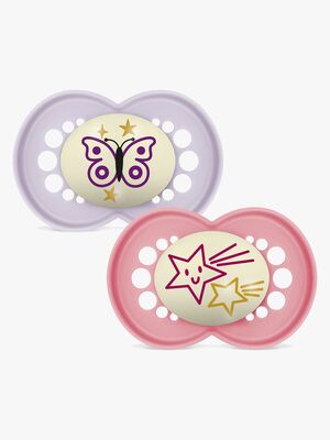 MAM Orginal Night Smokker Silikon 2-Pakk 6-16m, Rosa