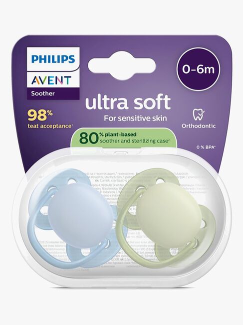 Philips Avent Ultra Soft-smokk 0-6 m, 2-pakning, grønn/blå