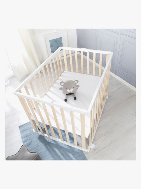 Roba Sammenleggbar Lekegrind med Hjul, Wood White