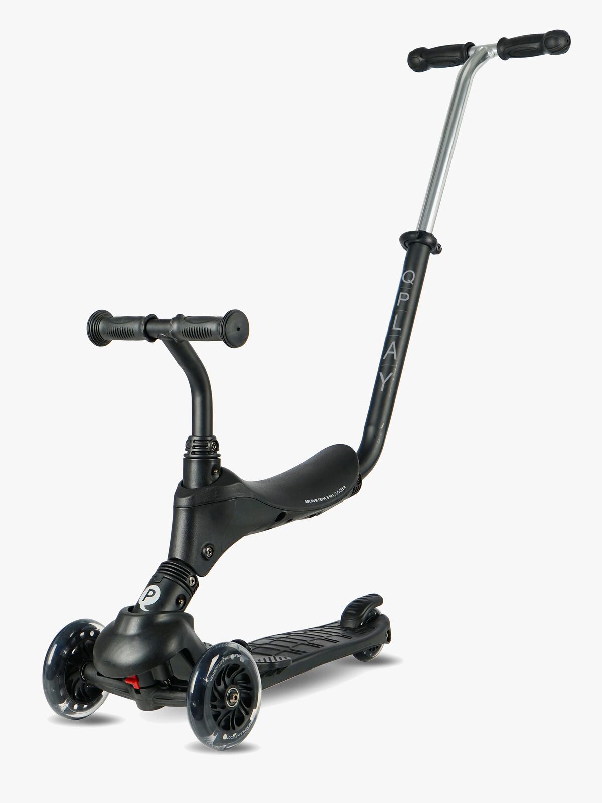 QPlay Sema Pro 5-in-1 3-hjuls Sparkesykkel, Svart