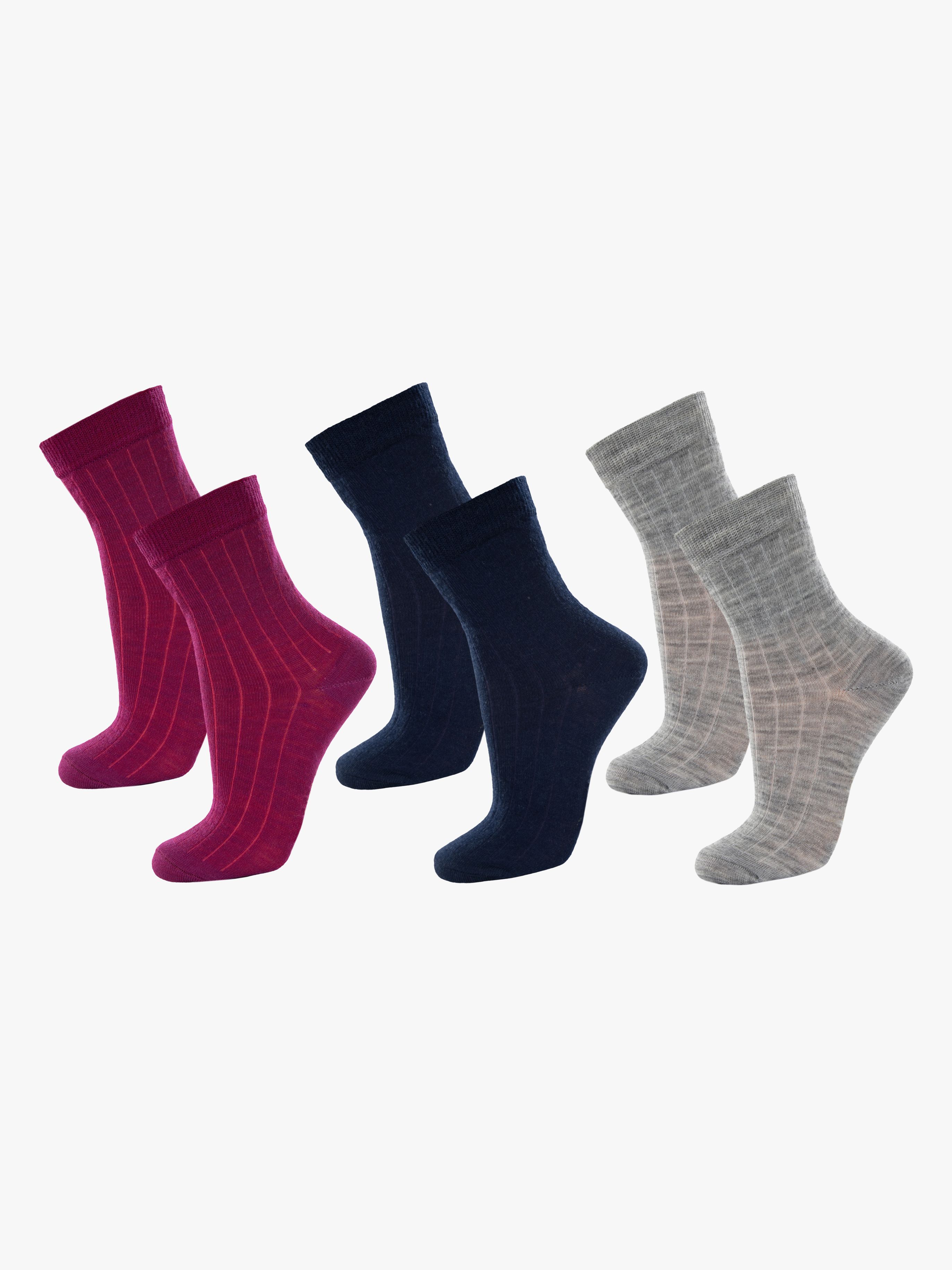 Janus Tynne Ullsokker Merinomix 3-pakk, Dark purple, 16-19 - Sokker - Merinoull
