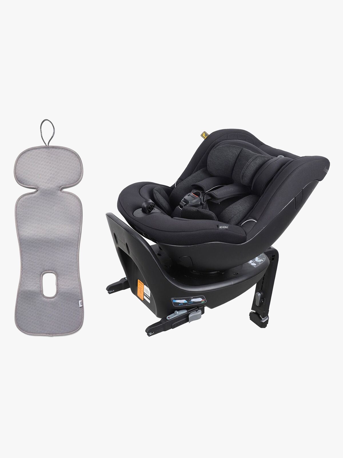Beemoo Reverse i-Size Bakovervendt Bilstol inkl. Ventilerende Sittepute, Black Stone/Grey