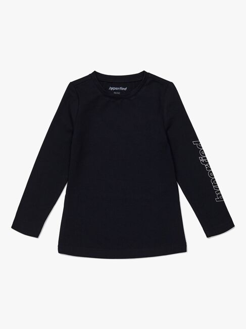 Hyperfied Jersey Logo Long Sleeve Top, Anthracite