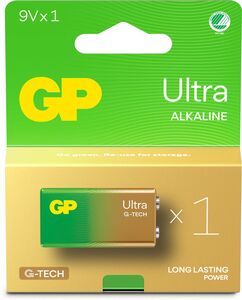 GP Ultra Alkaline G-TECH 9V Batteri Svanemerket 1-Pack