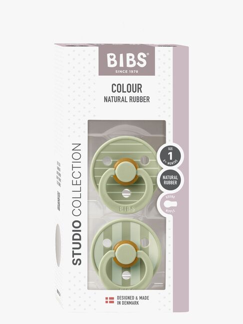 BIBS Studio Colour Smokk 2-Pack Lateks Str 1 Rund, Pin/Sage Mix