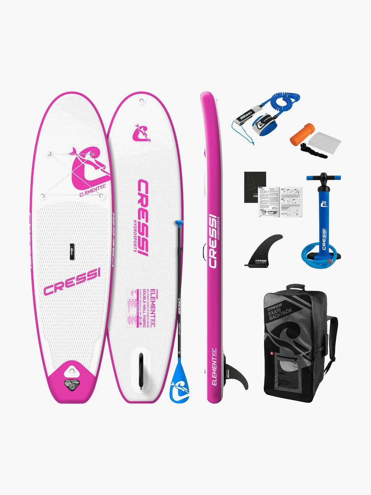 Cressi Element Small All Around ISup Set 9'2, Hvit/Rosa