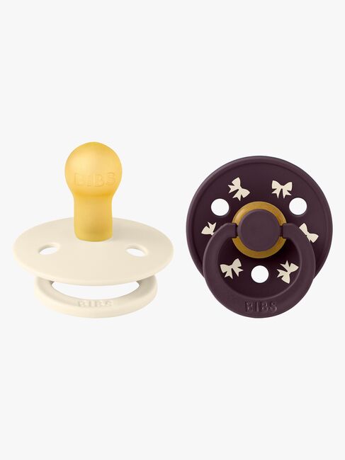 BIBS Colour Holiday Bow Smokk 2-Pakk Lateks Str 1, Ivory/Plum