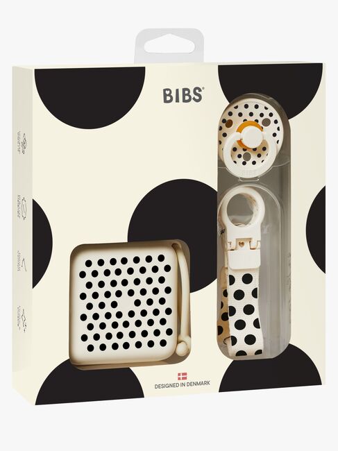 BIBS Polka Soothe & Go Gavesett Latex Str 2, Ivory Black