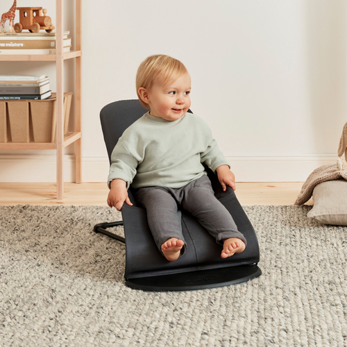 BabyBjörn Balance Soft Vippestol Vevet Jerseystoff, Mørkegrå/Grå