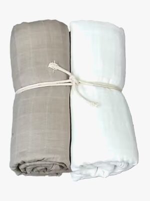 Mini Dreams Musselinteppe 2-pack, Hvit/Sand