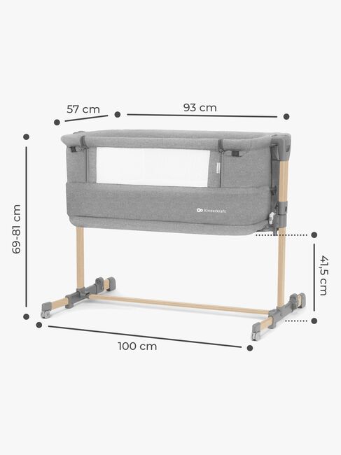 Kinderkraft NESTE GROW Bedside Crib, Lysegrå