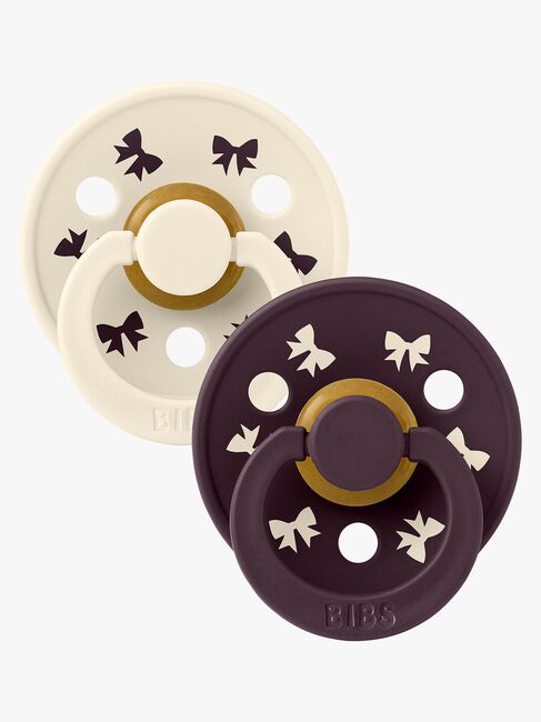 BIBS Colour Holiday Bow Smokk 2-Pakk Lateks Str 1, Ivory/Plum