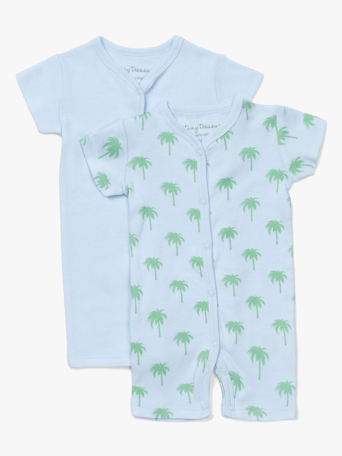 Tiny Treasure Summer Jumpsuit 2-Pack, Blue/Palm