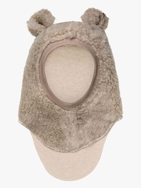 Huttelihut Teddybalaklava med Ører Merinoull, Camel Melange