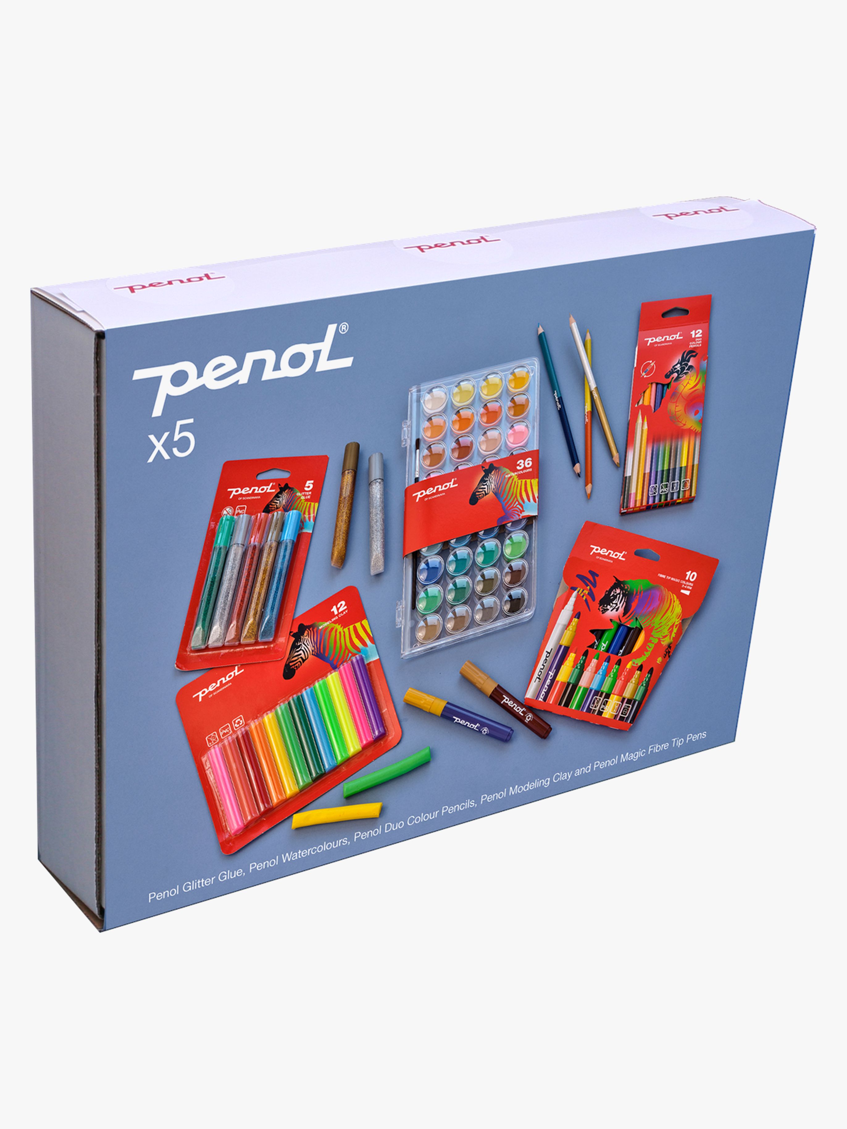 Penol Hobbysett Fargeleggingsboks 5-i-1 - Tusjer & Malersett - Plast