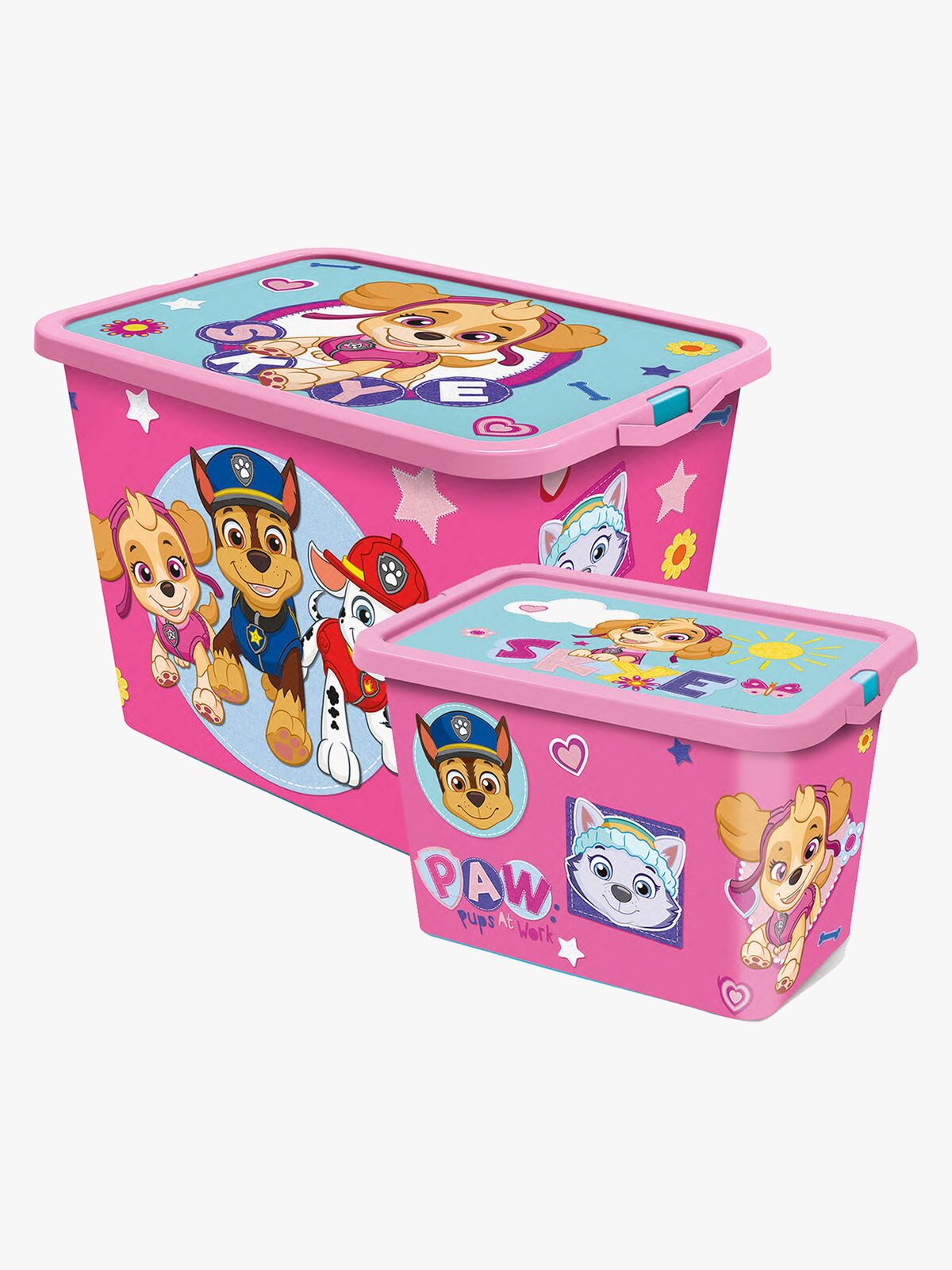 Paw Patrol Oppbevaringsbokser Sett 23l & 7l, Rosa