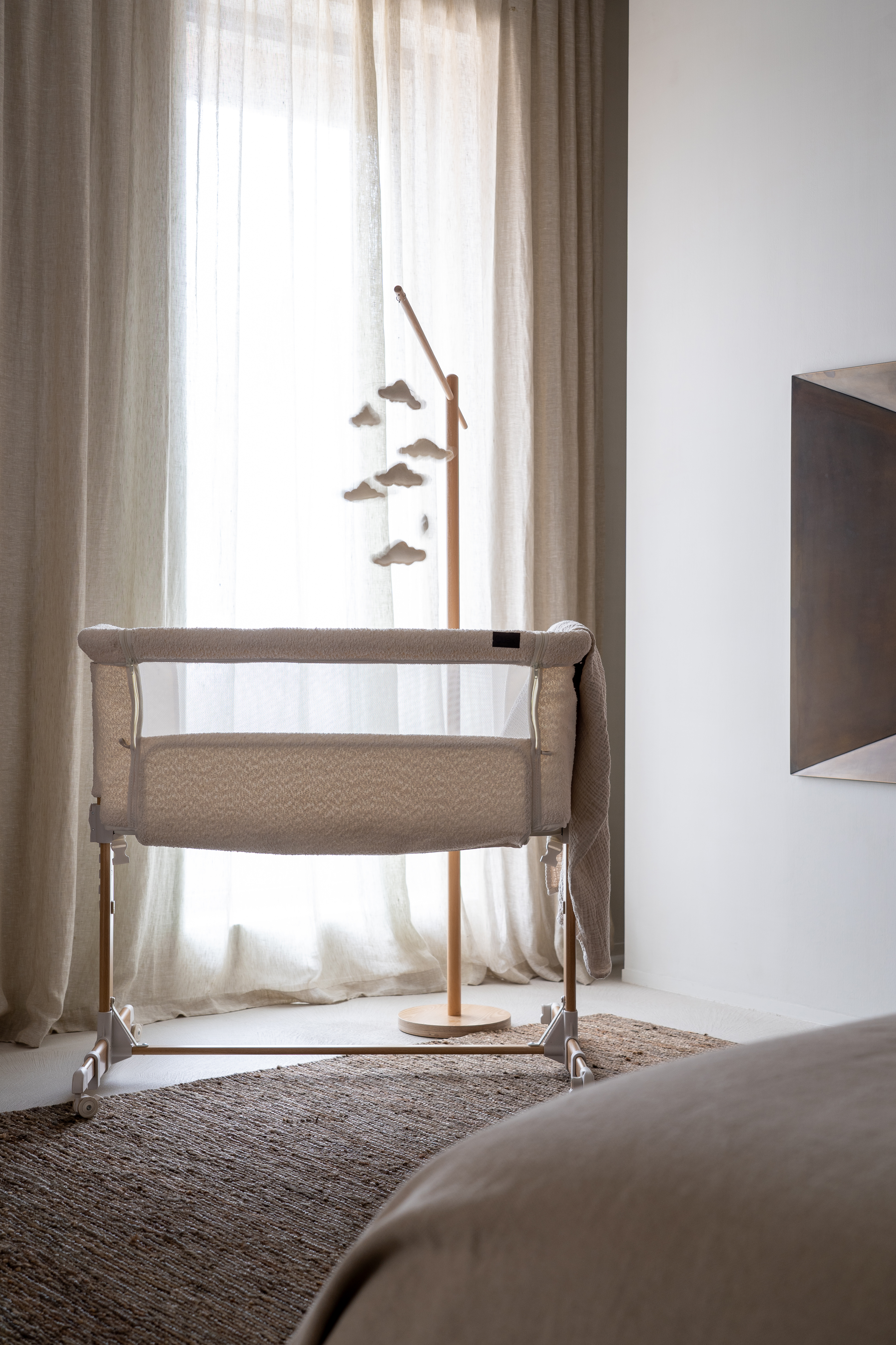 Quax Bedside Crib, Cream - Bedside Crib - Polyester,Metall,Plast