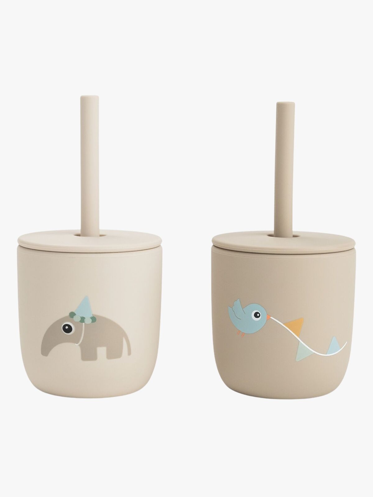 Done By Deer Celebration Sugerørkopp Silikon 2-Pakk, Sand