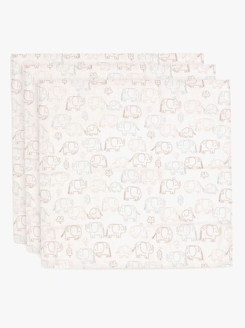 Jollein Musselinteppe 70x70 cm 3-Pakk, Elephant Tales