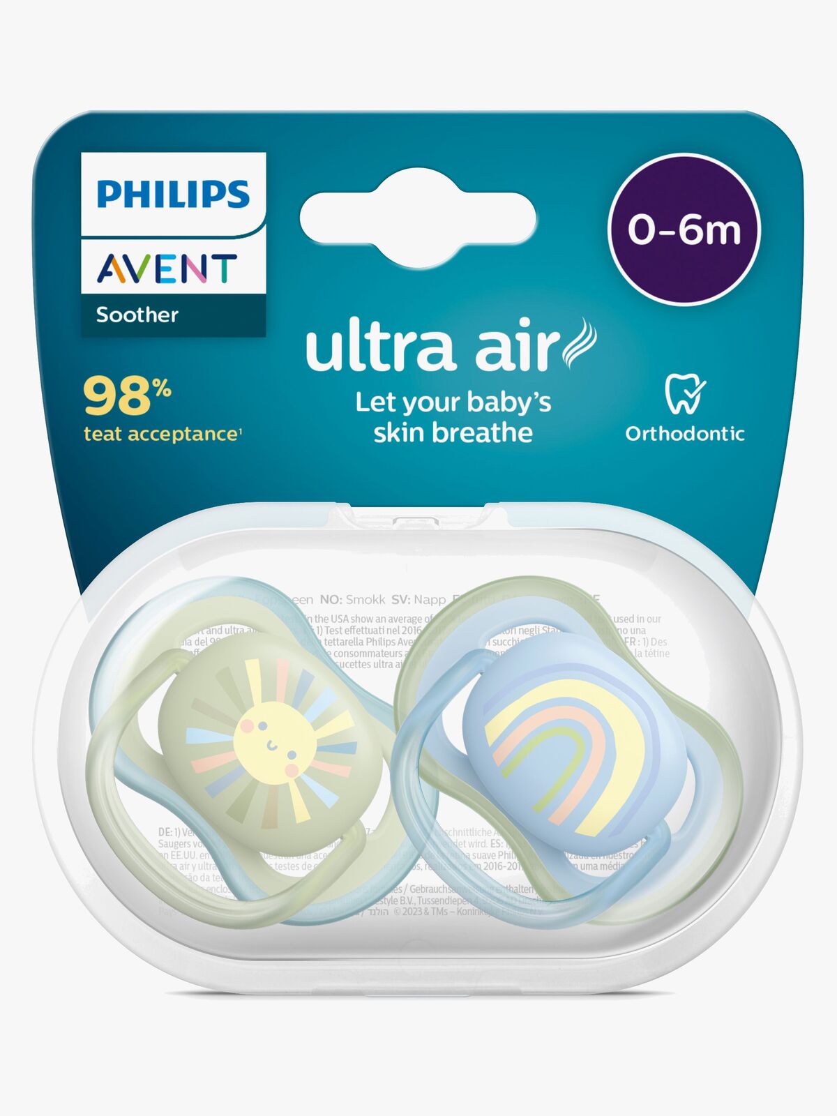 Philips Avent Ultra Air Deco Smokk 2-Pack 0-6m, Grønn/Blå